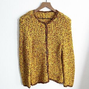 Unbranded Chunky‎ Sweater Womens Medium* Yellow Knit Cardigan Boho Hippie Artsy
